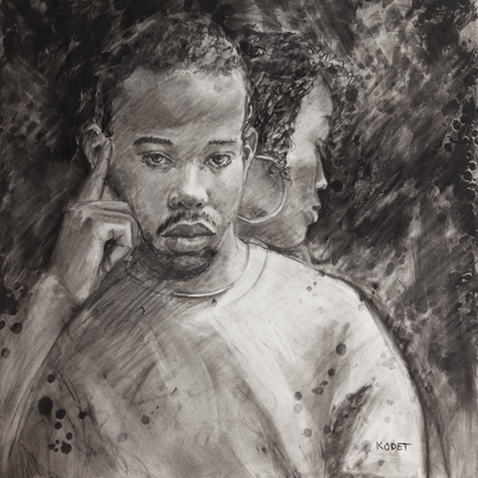 charcoal young man and friend